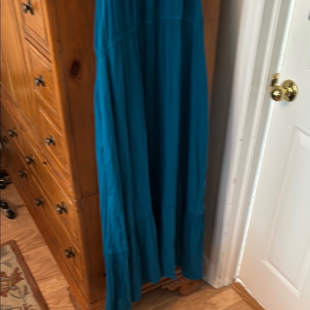 Teal blue cotton Sleeveless long Dress size XXXL - Picture 7 of 8